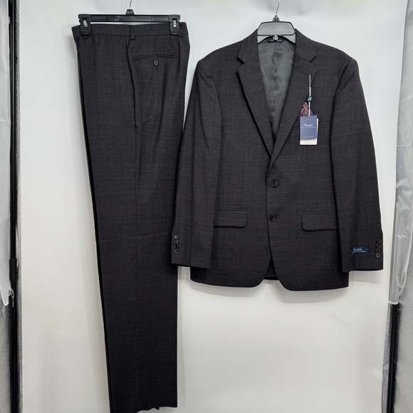 $595 NWT Ralph Lauren Wool 2-piece Classic FitSuit 39Reg33 W Charcoal/ Brown